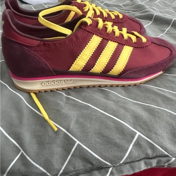 Adidas SL 72 OG Noble Maroon and Yellow Retro Runner Sneakers - Picture 2 of 5